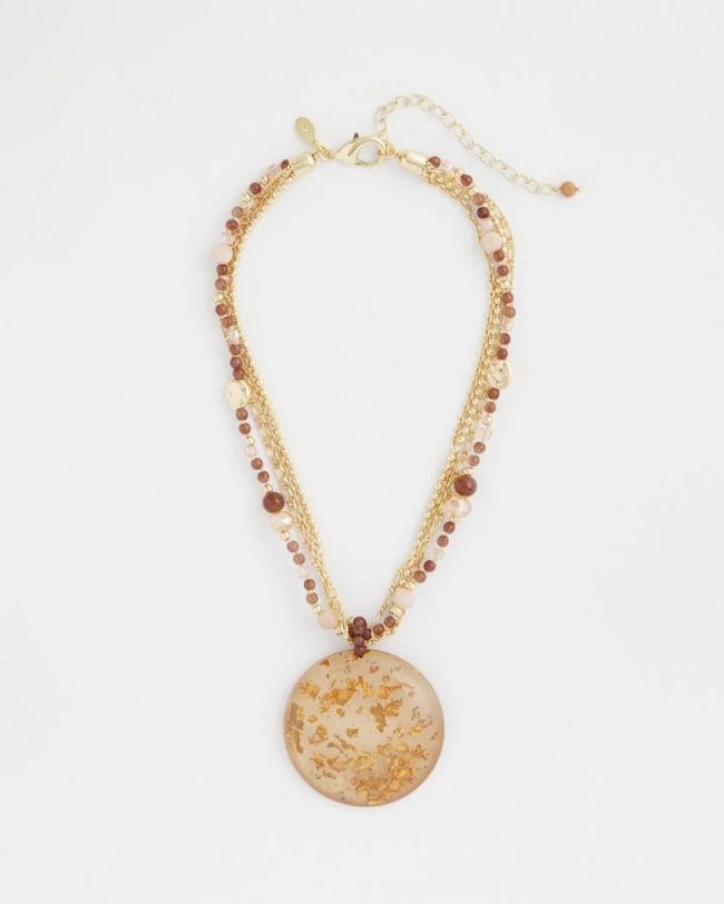 Chicos Gold Foil Pendant Necklace - NEUTRAL