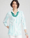 Chicos No Iron Sateen Bubble Print Shirt - SEASPRAY Chicos No Iron Sateen Bubble Print Shirt - SEASPRAY