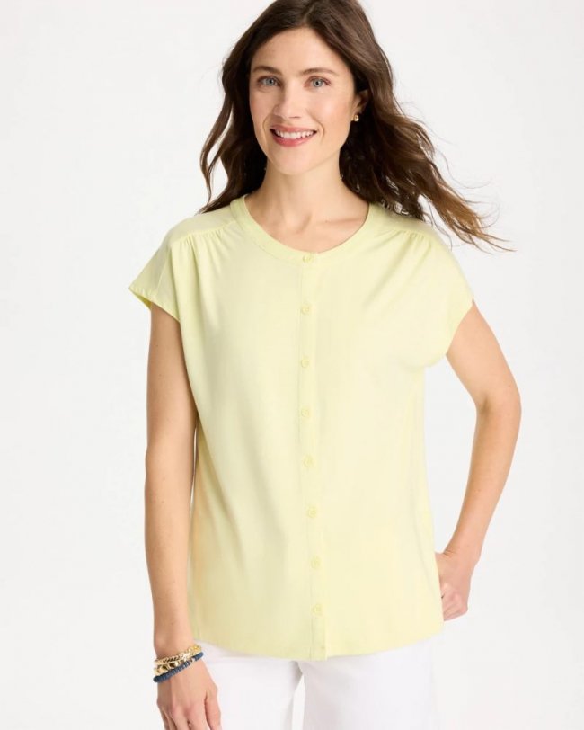 Chicos Refined Button Tee - SAGE LIME
