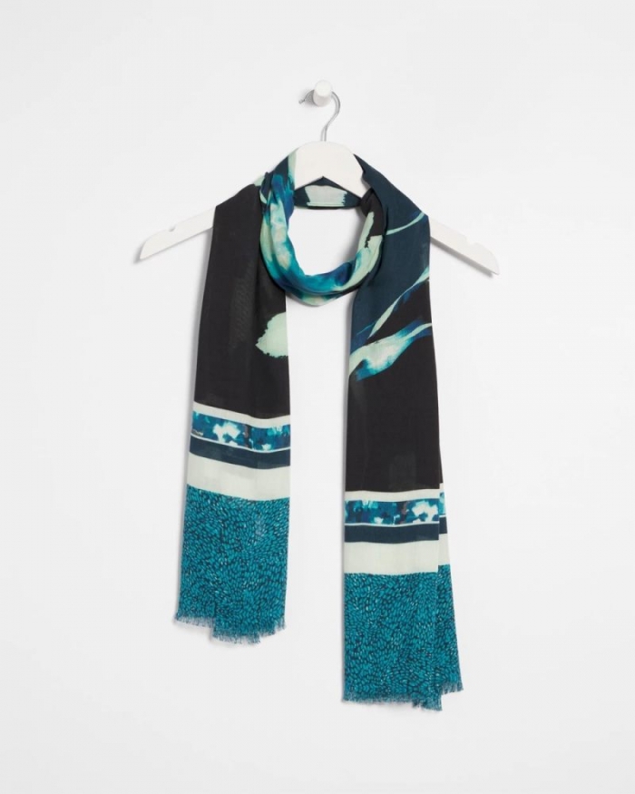 Chicos Glacier Colorblock Oblong Scarf - BLACK