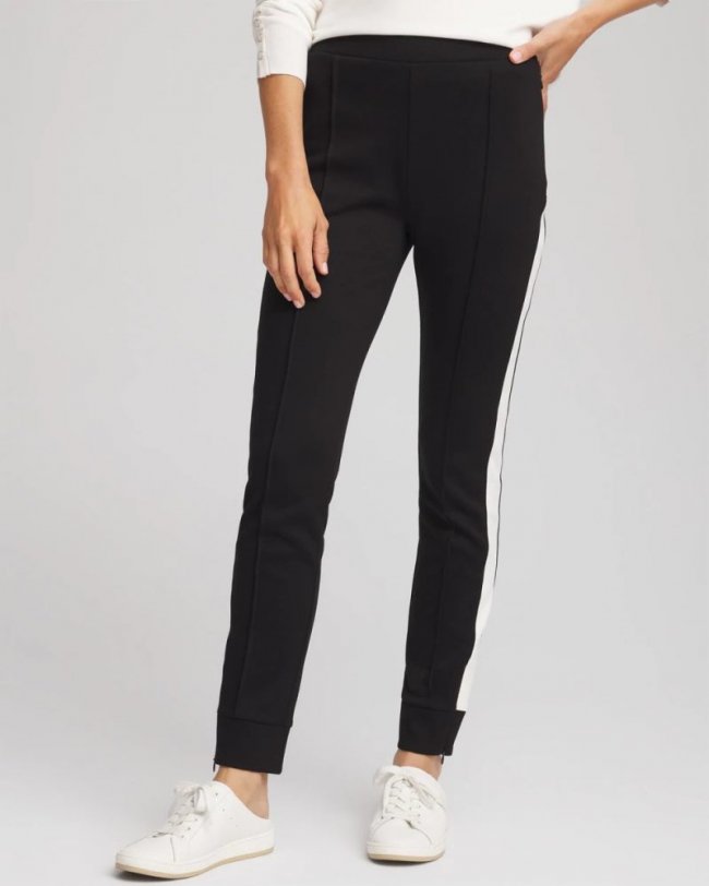 Chicos Zenergy® Double-Knit Contrast Ankle Pants - BLACK