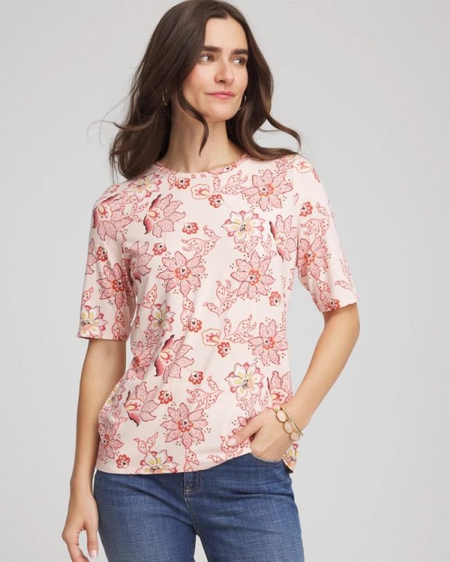 Chicos Elbow Sleeve Tee - SIESTA ROSE Chicos Elbow Sleeve Tee - SIESTA ROSE
