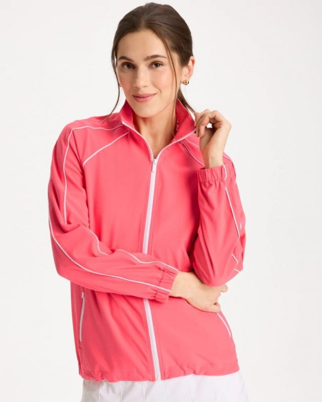 Chicos Zenergy® Ripstop Piping Jacket - CALYPSO CORAL
