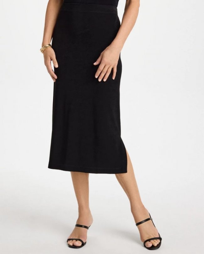 Chicos Travelers™ Midi Skirt - TRAVELERS BLACK