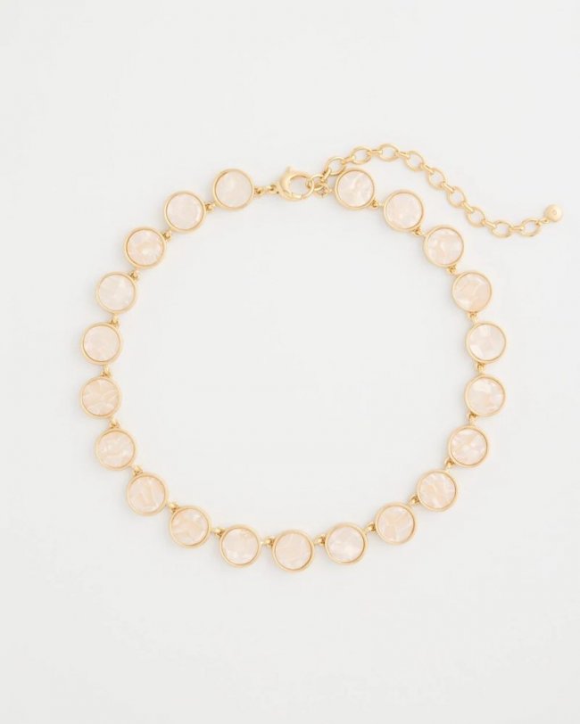 Chicos Pearlescent Rounded Collar Necklace - GOLD