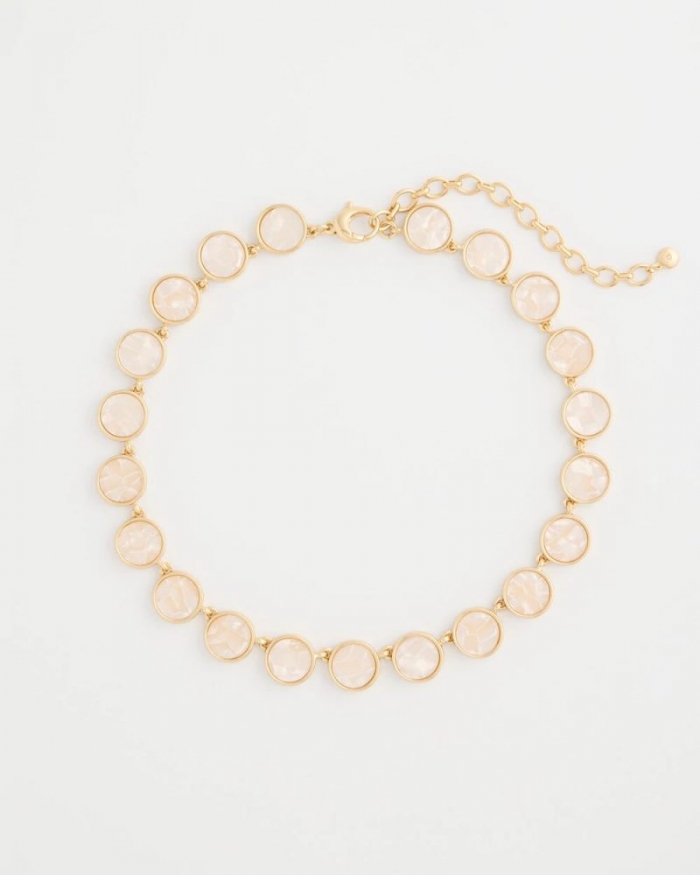 Chicos Pearlescent Rounded Collar Necklace - GOLD