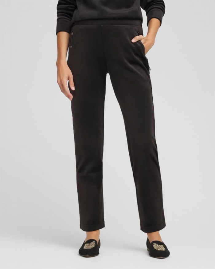Chicos Zenergy® Velour Tapered Ankle Pants - BLACK