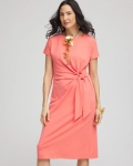 Chicos Dolman-Sleeved Side-Tie Dress - MELON MAMBO Chicos Dolman-Sleeved Side-Tie Dress - MELON MAMBO