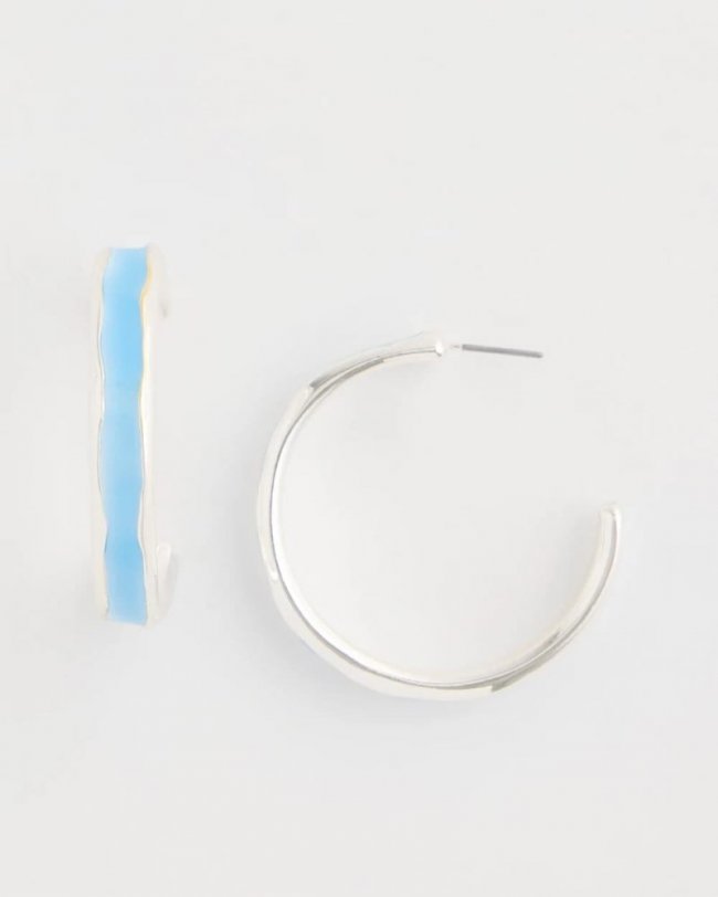 Chicos Sea Glass Inspired Hoop Earrings - BLUE
