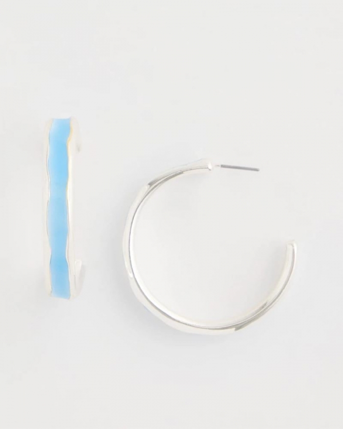 Chicos Sea Glass Inspired Hoop Earrings - BLUE