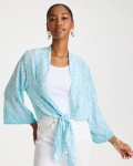 Chicos Georgette Tie-Front Chevron Kimono - BONDI BLUE Chicos Georgette Tie-Front Chevron Kimono - BONDI BLUE
