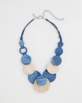 Chicos Chico's Originals Blue Neutral Wood Bib Necklace - BLUE MULTI Chicos Chico's Originals Blue Neutral Wood Bib Necklace - BLUE MULTI