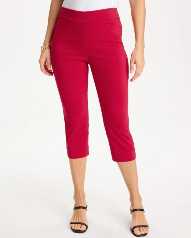 Chicos Brigitte™ Slim Rivet Pull-On Capri Pant - CHERRY LUSH Chicos Brigitte™ Slim Rivet Pull-On Capri Pant - CHERRY LUSH