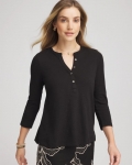Chicos Cotton Slub Henley Tee - BLACK Chicos Cotton Slub Henley Tee - BLACK