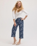 Chicos Girlfriend Wide Floral Crop Jean - INDIGO