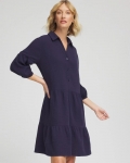 Chicos Woven Tiered Swim Cover-Up Dress - PASSPORT BLUE Chicos Woven Tiered Swim Cover-Up Dress - PASSPORT BLUE
