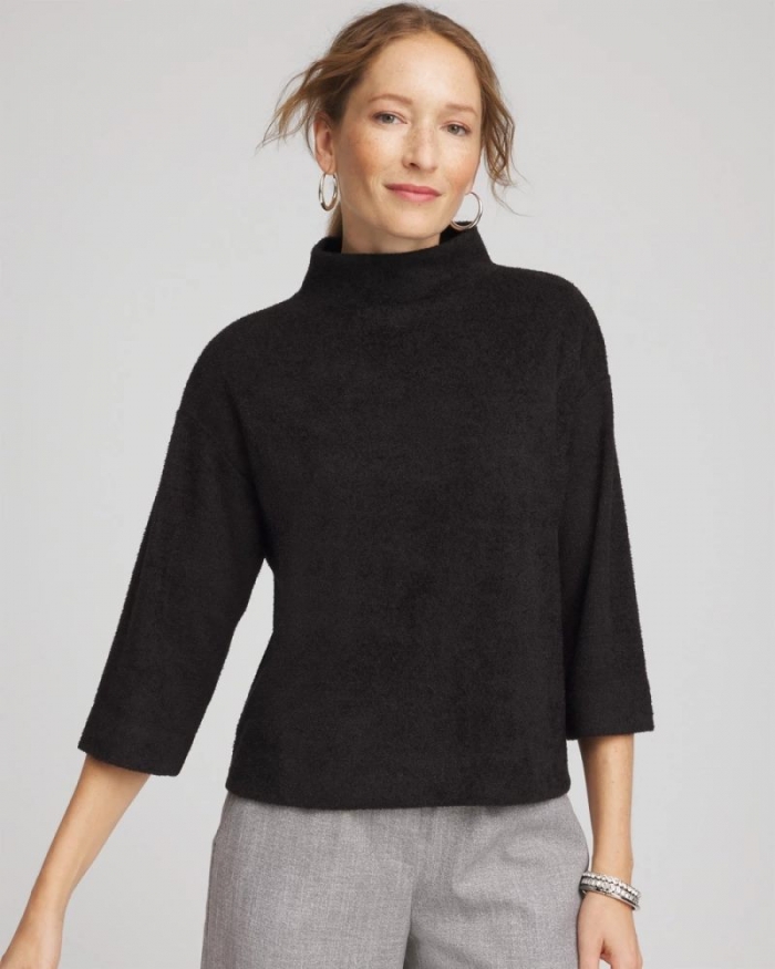 Chicos Jacquard Cozy Turtleneck - BLACK