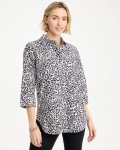 Chicos No Iron Stretch Printed Popover - BLACK Chicos No Iron Stretch Printed Popover - BLACK