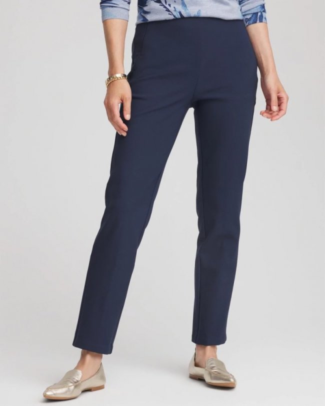 Chicos Lightweight Juliet Straight Ankle Pants - PASSPORT BLUE