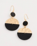 Chicos Wood Rounded Drop Earrings - BLACK/GOLD Chicos Wood Rounded Drop Earrings - BLACK/GOLD