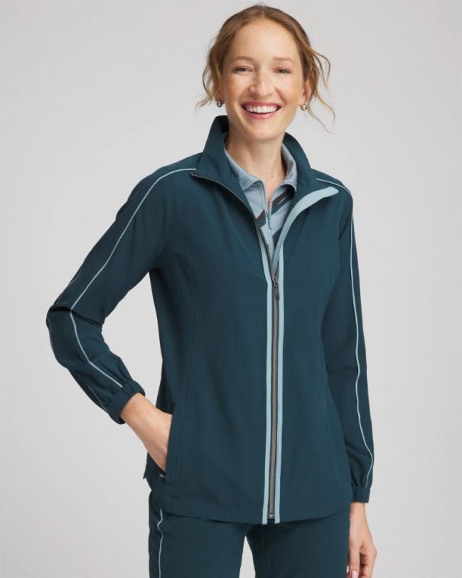 Chicos Zenergy® UPF Contrast Jacket - TEAL SHADOW