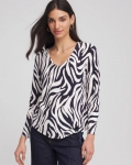 Chicos Ella Zebra V-Neck Pullover Sweater - PASSPORT BLUE Chicos Ella Zebra V-Neck Pullover Sweater - PASSPORT BLUE