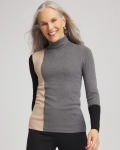 Chicos Ella Colorblock Intarsia Turtleneck Sweater - BLACK Chicos Ella Colorblock Intarsia Turtleneck Sweater - BLACK