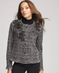 Chicos Embroidered Metallic Tweed Cardigan - GRAY Chicos Embroidered Metallic Tweed Cardigan - GRAY
