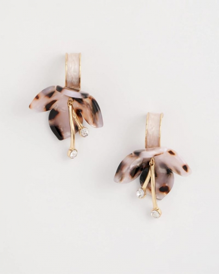 Chicos Tortoise Spider Lily Drop Earrings - NEUTRAL