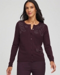 Chicos Embellished Crewneck Cardigan - NIGHT BLOOM Chicos Embellished Crewneck Cardigan - NIGHT BLOOM
