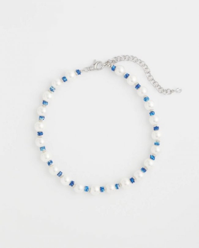 Chicos Short Pearl Blue Necklace - BLUE