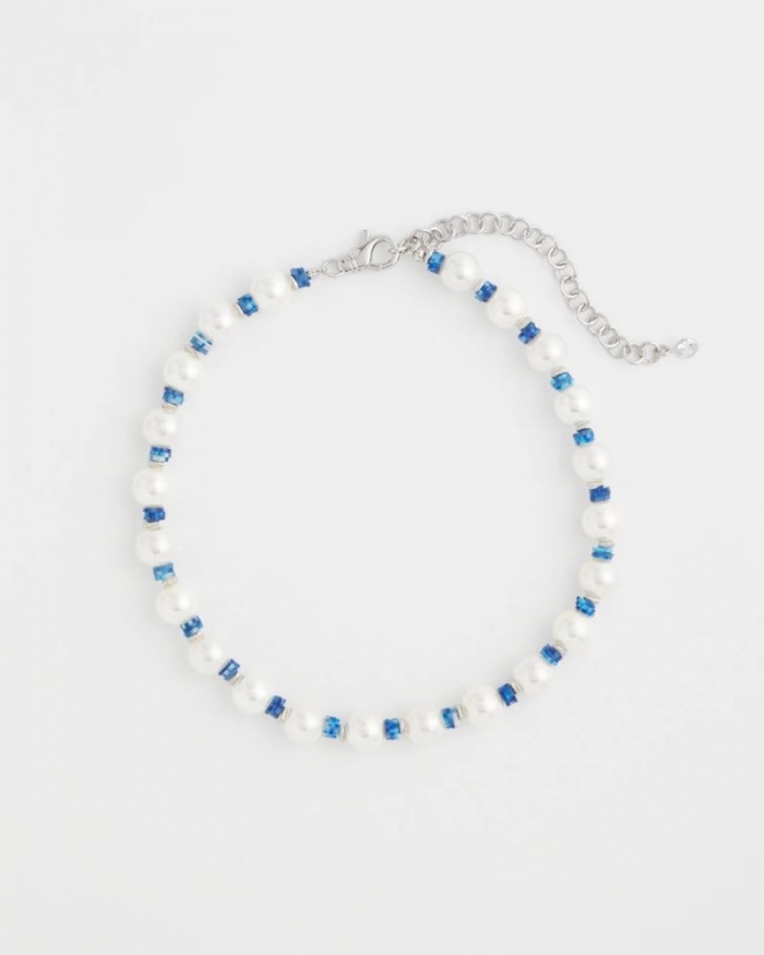 Chicos Short Pearl Blue Necklace - BLUE