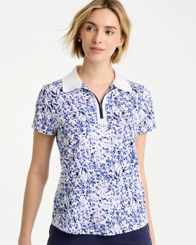 Chicos Zenergy® UPF Half-Zip Collared Pullover Top - AMPARO BLUE