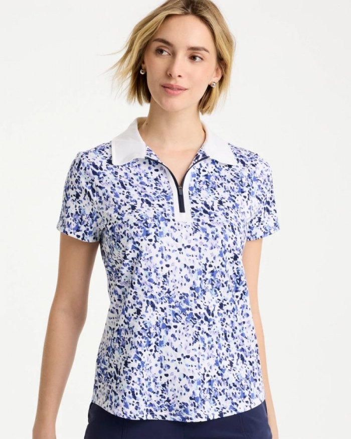 Chicos Zenergy® UPF Half-Zip Collared Pullover Top - AMPARO BLUE