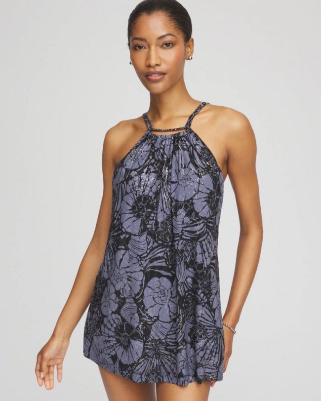 Chicos Magicsuit® Shell Beach Parker Swim Dress - BLACK/MULTI