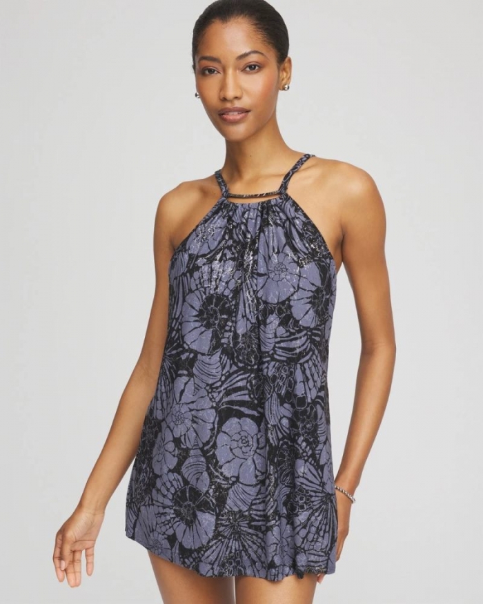 Chicos Magicsuit® Shell Beach Parker Swim Dress - BLACK/MULTI