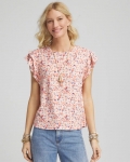 Chicos Touch of Cool™ Tiered Flutter Sleeved Tee - ALABASTER Chicos Touch of Cool™ Tiered Flutter Sleeved Tee - ALABASTER