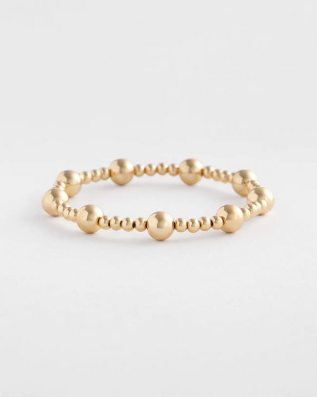 Chicos Gold-tone Medium Bead Stretch Bracelet - GOLD