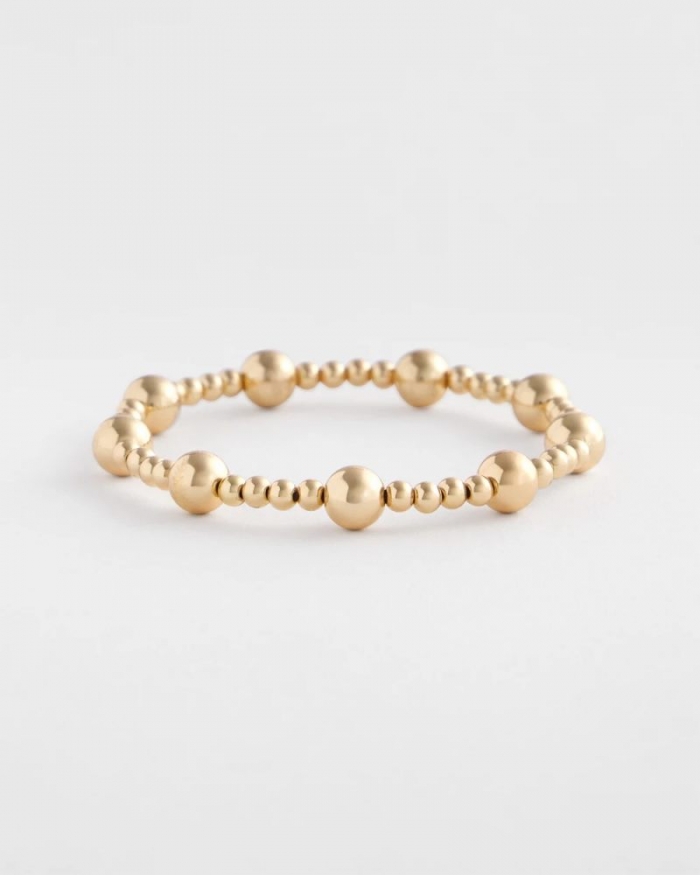 Chicos Gold-tone Medium Bead Stretch Bracelet - GOLD