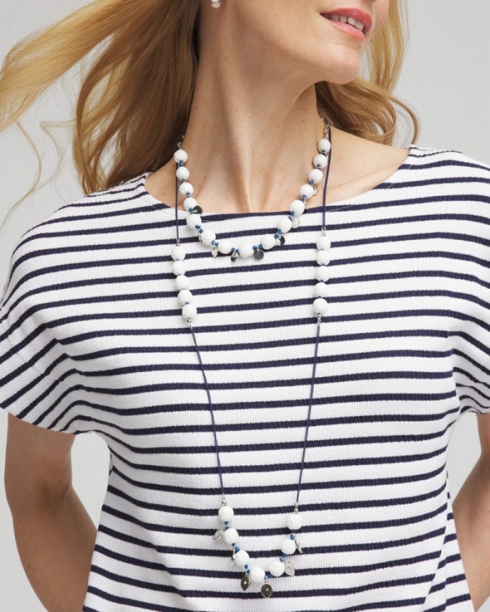 Chicos Convertible White Stone Necklace - BLUE AND WHITE
