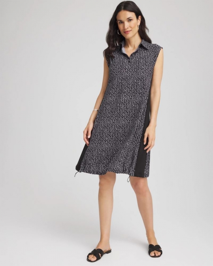 Chicos Zenergy® UPF Printed Bungee Dress - BLACK