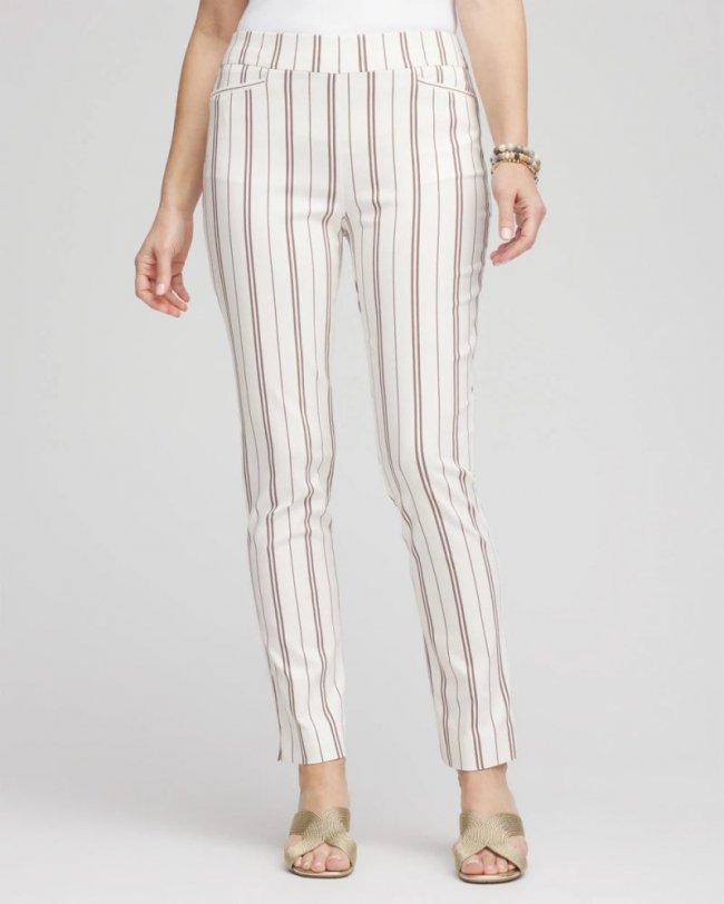Chicos Brigitte™ Striped Ankle Pants - ALABASTER