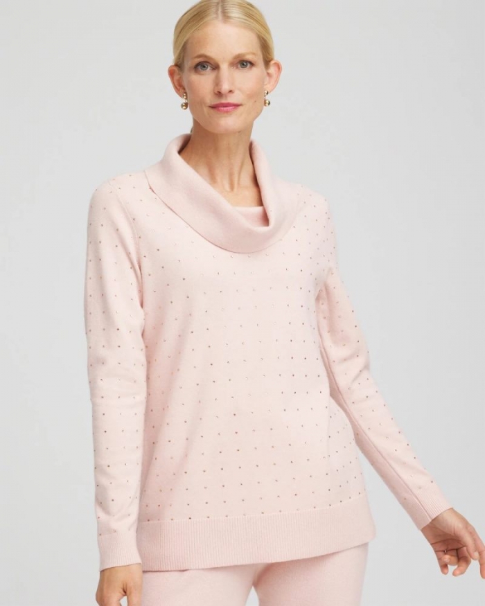 Chicos Zenergy® Luxe Diamante Cowlneck Tunic - ROSE SMOKE
