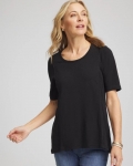 Chicos Slub Paneled Elbow Tee - BLACK Chicos Slub Paneled Elbow Tee - BLACK