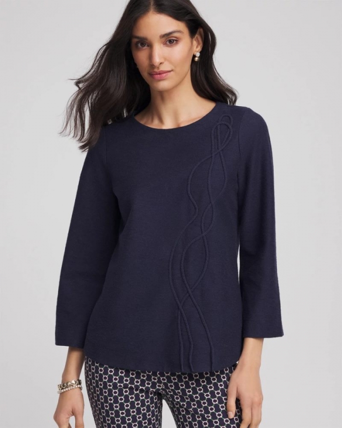 Chicos Denim Soutache Top - DENIM
