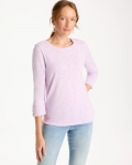 Chicos Cotton Slub 3/4 Sleeve Button Tee - ORCHID MIST