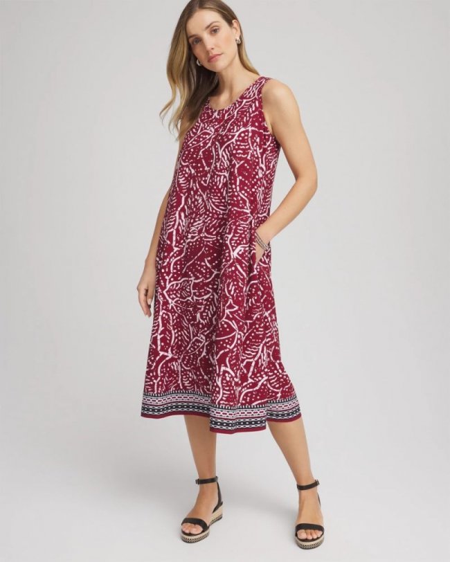 Chicos Zenergy® UPF Printed Midi Sports Dress - RUSSET RED