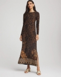 Chicos Cheetah-Print Boatneck Column Dress - BLACK Chicos Cheetah-Print Boatneck Column Dress - BLACK