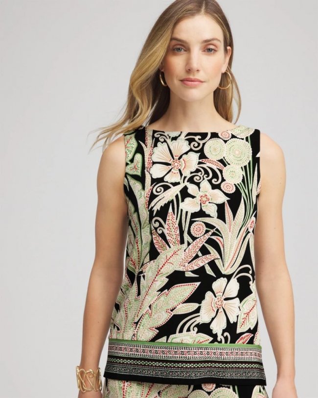 Chicos Travelers™ Island-Motif Side-Slit Tank - SALTED LIME