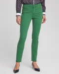 Chicos Girlfriend Fray Hem Ankle Jeans - JARDIN GREEN
